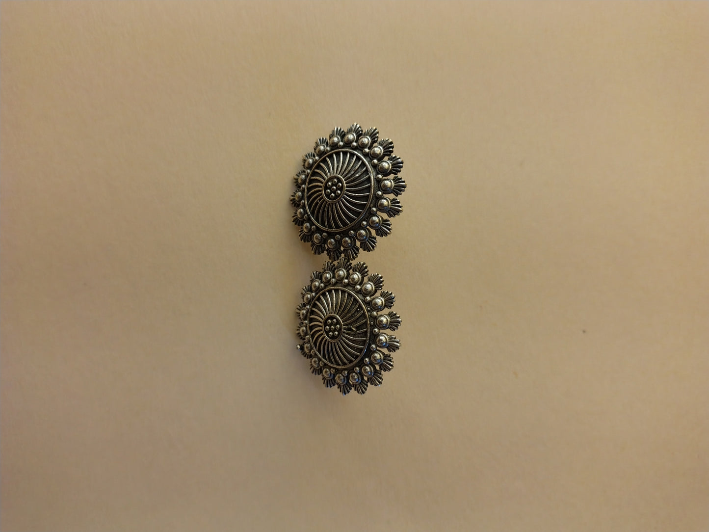 Vintage Tribal Oxidized Stud Earrings