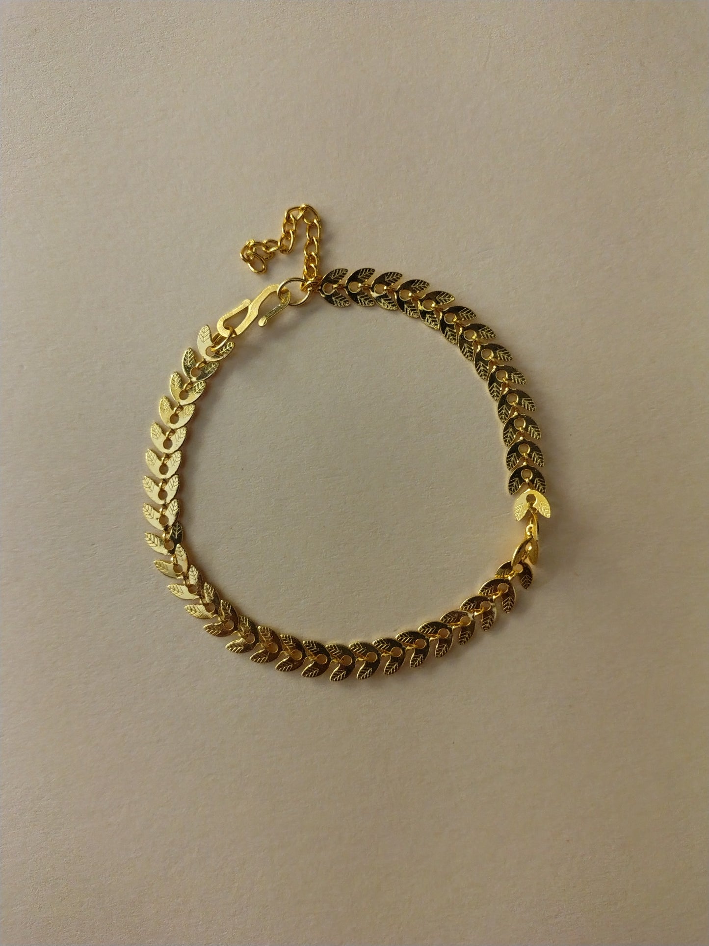 Elegant Leaf Link Gold Finish Bracelet