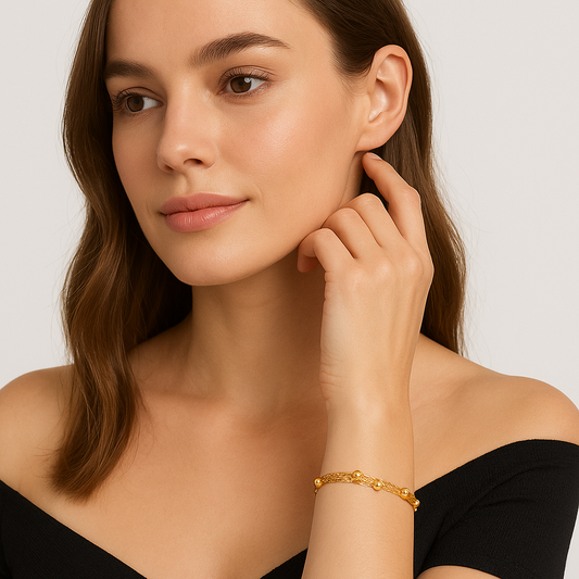 Classic Gold Beaded Chain Bracelet