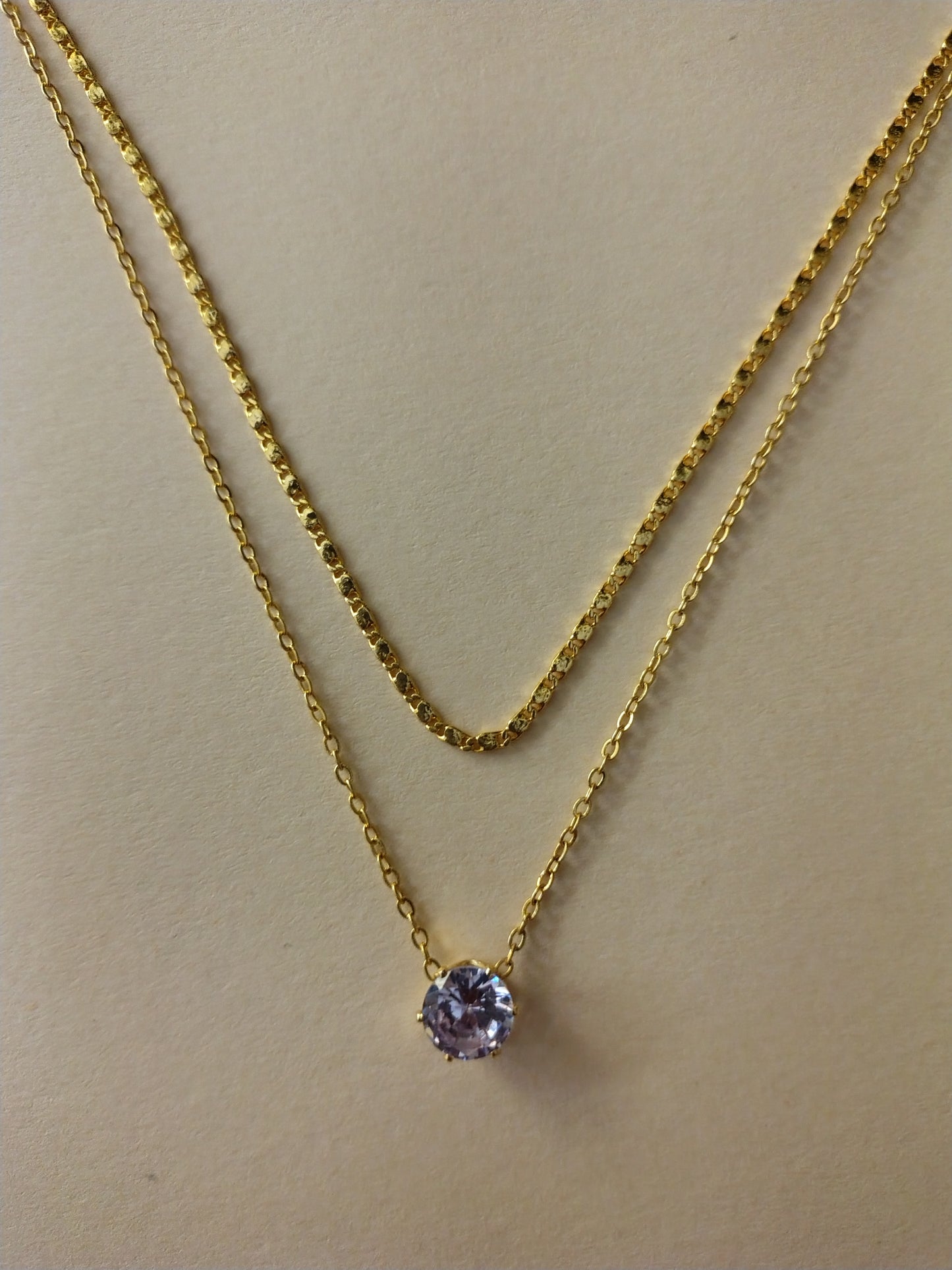 Radiant Layers Necklace – Dual Chain Gold Necklace with Solitaire Pendant for Women